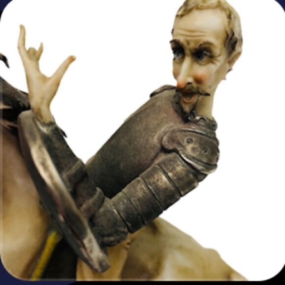 Italian Antique Don Quixote Statue Figurine On The Horse by Antonio Borsato - Picture 2 of 10